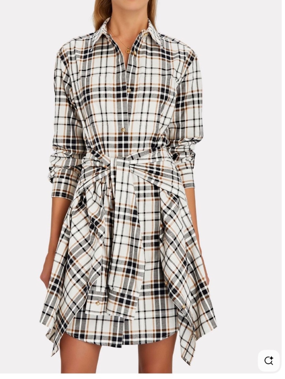 Derek Lam 10 Crosby Impala plaid Womens poplin tie waist